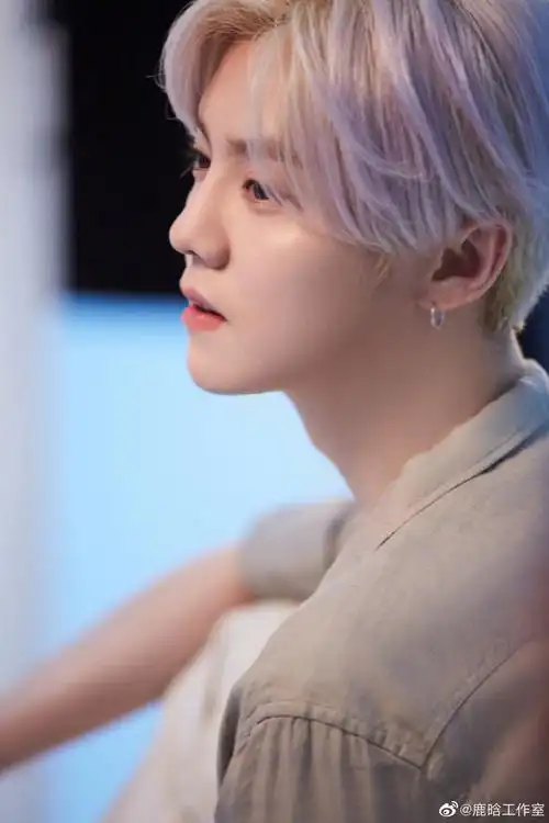 新图大爱鹿晗白里透紫的发色