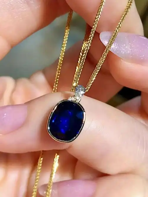 18k金镶蓝宝石项链