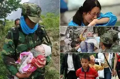 最美警花扔下自己6个月大的孩子,为地震中的孩子哺乳.