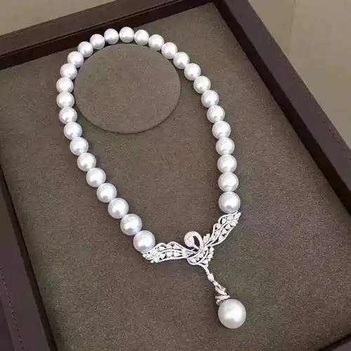 收藏级别南洋澳白海水珍珠项链吊坠1014mm豪华颈饰