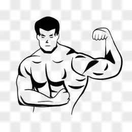黑色简约线条肌肉猛男人物元素