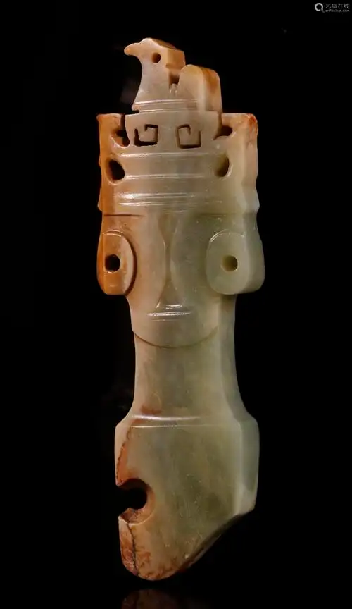 石家河凤鸟神人玉饰