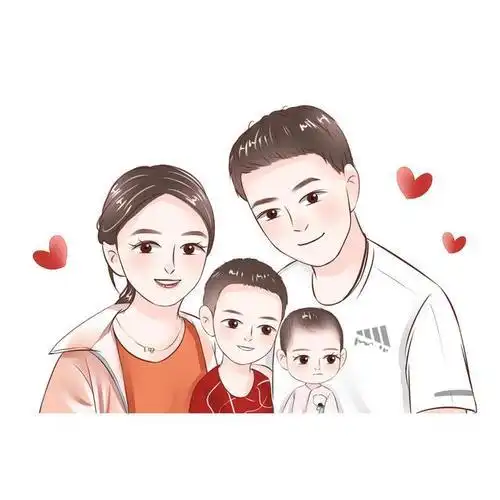 亲子头像一家四口两个儿子 - 可爱卡通头像!