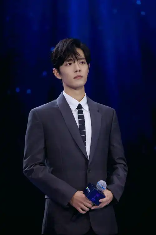 肖战花灰色西装写真