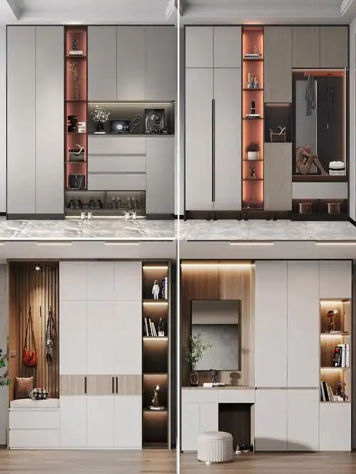 高颜值入户玄关鞋柜设计定制效果图案例22