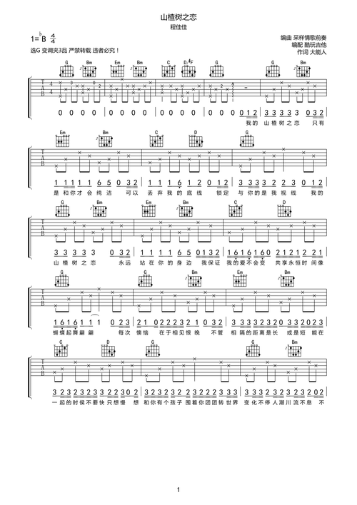 程佳佳山楂树之恋吉他谱