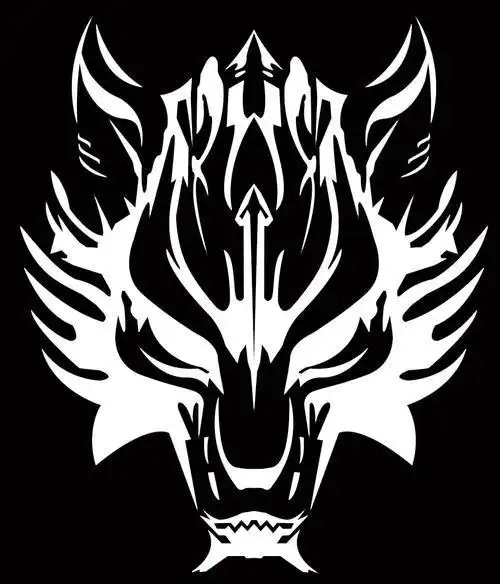 单色简笔画矢量图霸气狼头