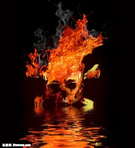 水里的火焰骷髅图片