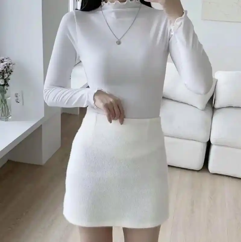 秋冬纯棉打底衫荷叶边长袖.女人,不管年纪多大,都有资格追求幸 - 抖音