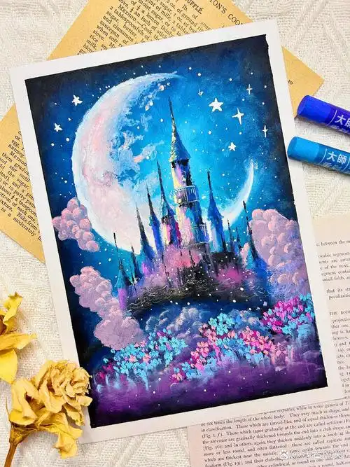 油画棒|梦幻城堡(附步骤图和细节图