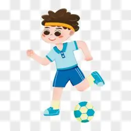 卡通低年级运动会踢足球人物素材