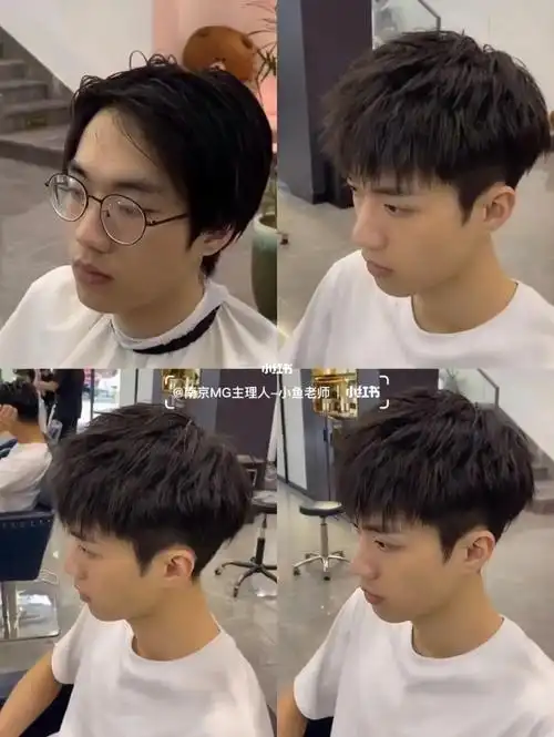 男生碎盖烫烫型不烫卷的发型阳光帅气