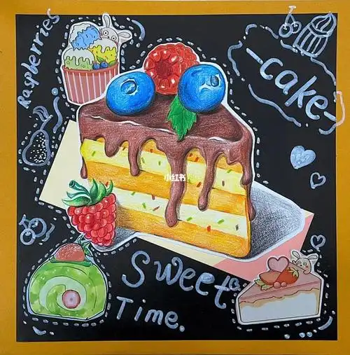 彩铅-巧克力蛋糕90