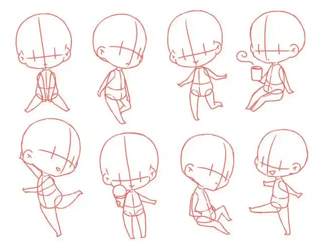 #设计秀# 姿势参考素材q版动漫人物篇!转... 来自sai资源库 - 微博