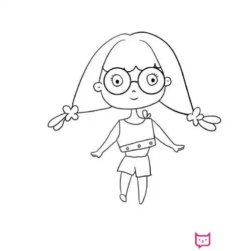 简单的人物简笔画教程双马尾的小姑娘简笔画