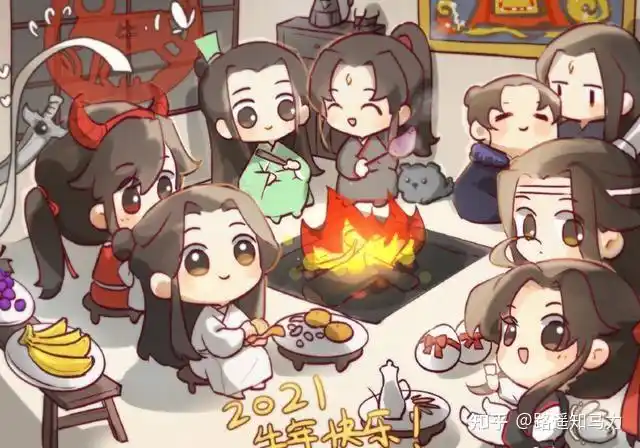 墨香铜臭家的新年贺图忘羡放了烟花花怜福气满满三对同框很温馨