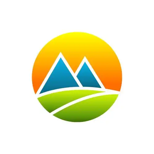 彩色太阳山树叶矢量logo图标素材下载