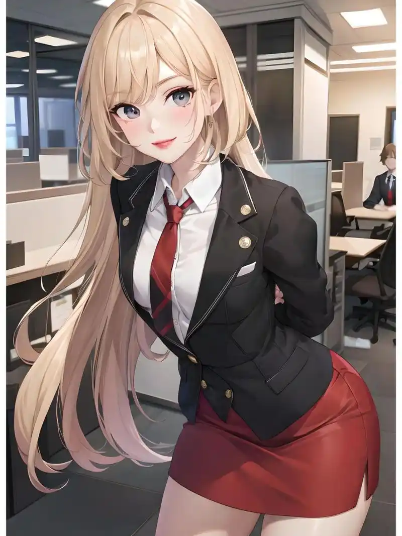 动漫壁纸:职场御姐系列 (11) 二次元厚涂风黑西装金发小姐姐,美丽成熟