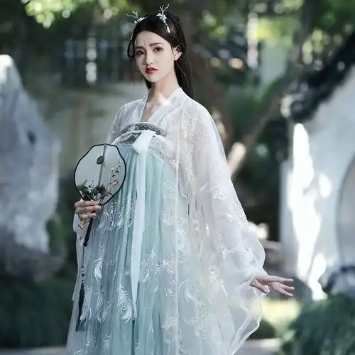 大码汉服女胖m妹200斤中国风齐胸襦裙仙女裙刺绣飘逸古装超仙汉服雀灵