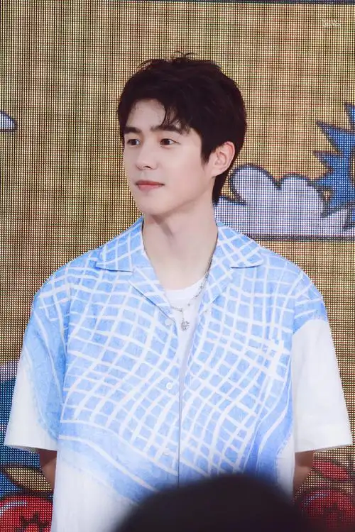 刘昊然生图#@刘昊然turbo身穿蓝白格子衬衫搭配白t短裤也太干净涟吧