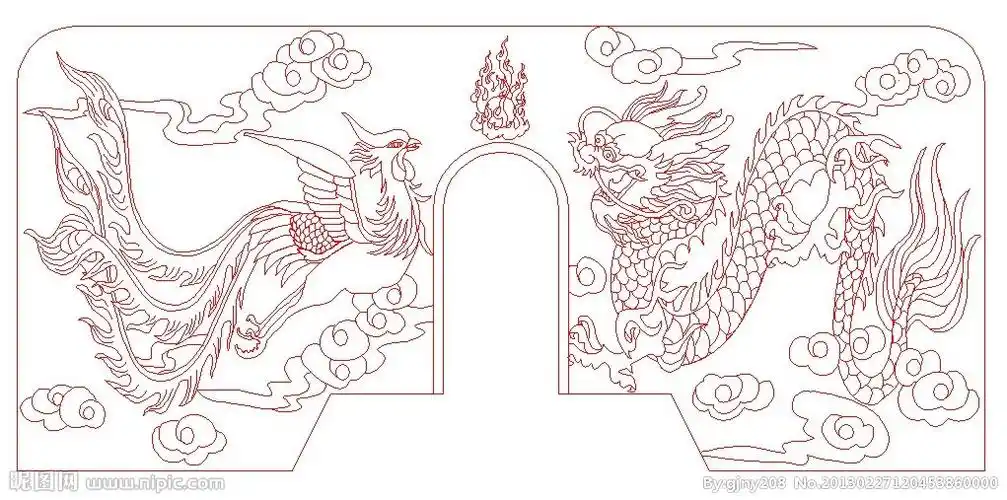 精雕图龙凤线雕墓碑图片