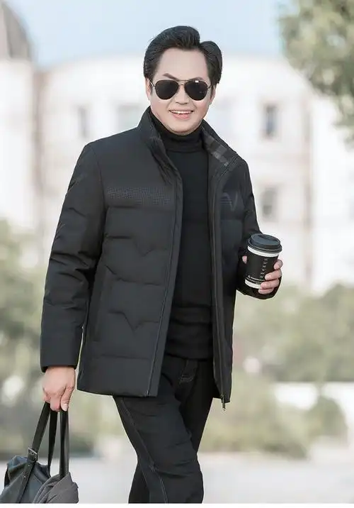 中年冬季男装羽绒服爸爸加厚外套40岁50中老年人男士冬装短款上衣