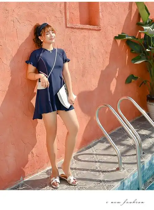 大码泳衣女遮肚200斤胖妹妹加肥加大码女生胖mm分体裙式遮肚泳装女士