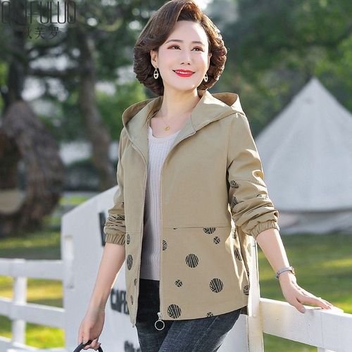 秋芙罗中年妈妈装秋装新款连帽开衫外套中老年人女装春秋时尚夹克