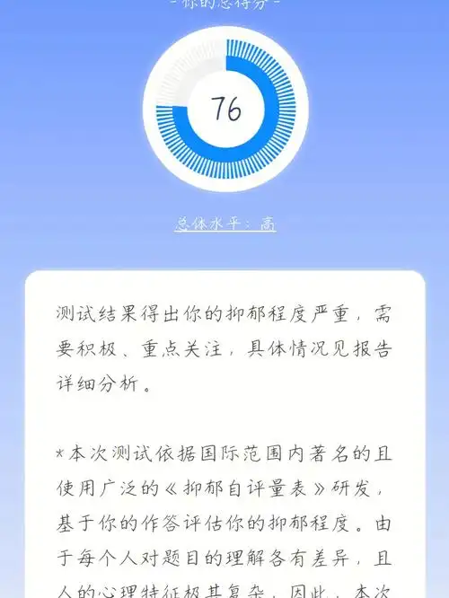 抑郁症心理测试app测试出来的对吗