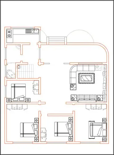 求一张房子平面设计图(农村)面朝南大门朝东,长二十一米宽九米五