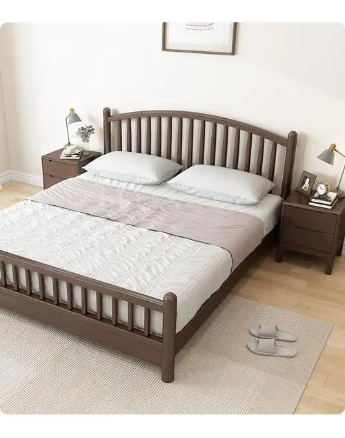 5单人床储物床榻榻米北欧现代一米五高箱床 实木床(胡桃色)-单床 1500