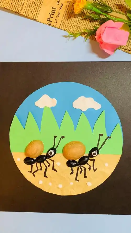 少儿创意美术坚果壳剪贴画