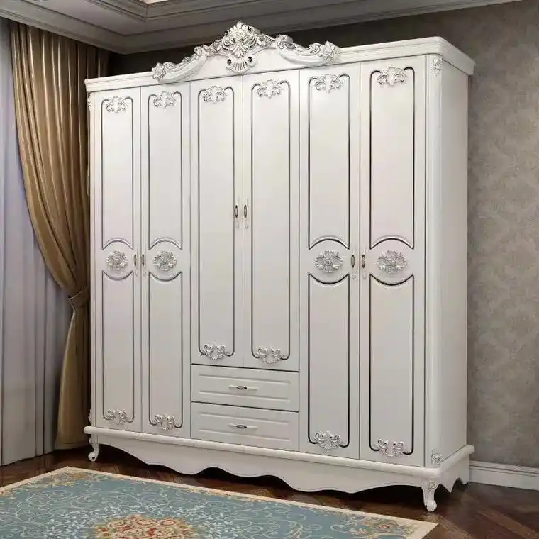 欧式衣柜现代简约白色卧室柜子实木板式组装平开门六五四门 - 抖音
