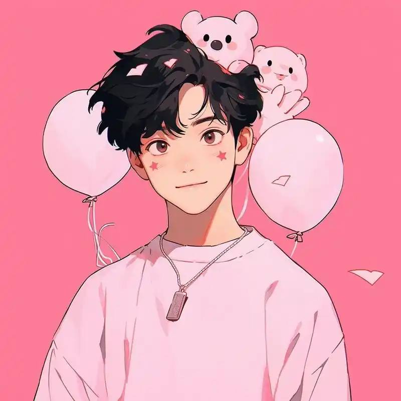 mj|极简粉色男生头像