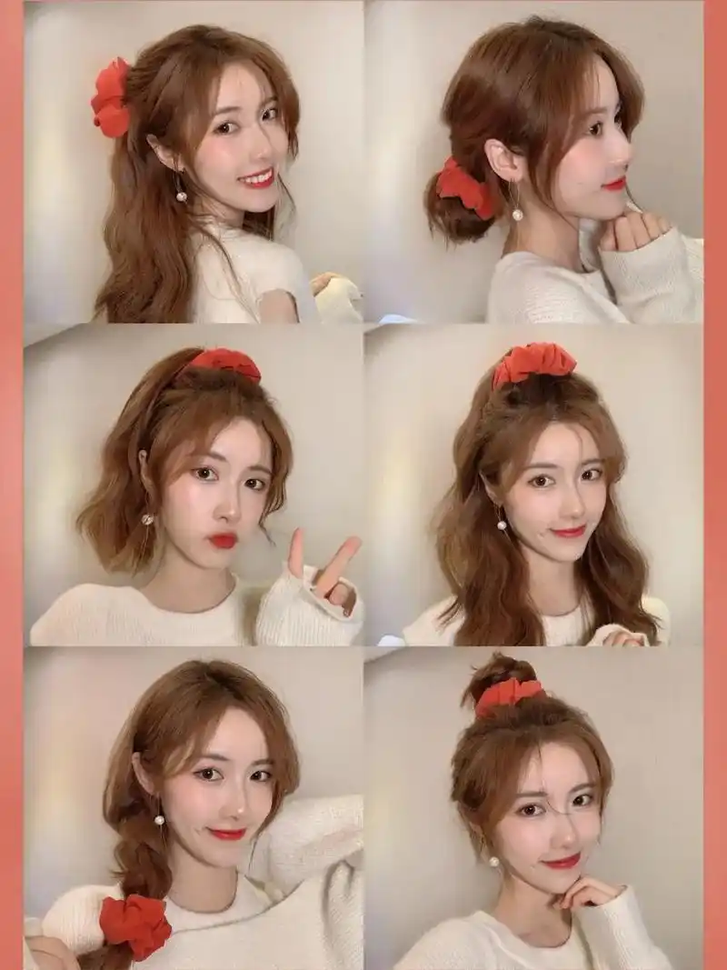 16615丸子头 先在头顶取一小撮头发扎起来