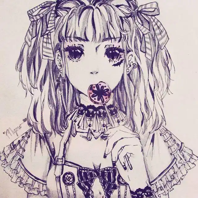 动漫人物手绘图片,小姐姐手绘线稿图_素描作品_零二七艺考