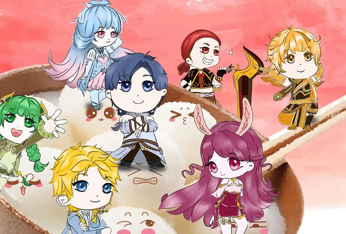 新一代史莱克七怪集合,还是q版的,江楠楠最好认,王冬霍雨浩差点没认