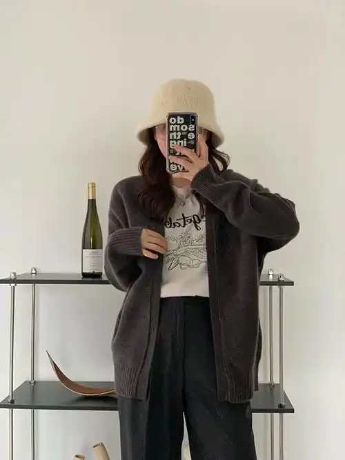 2021年新款秋冬毛衣开衫黄色外套女装春秋宽松外穿搭早秋上衣