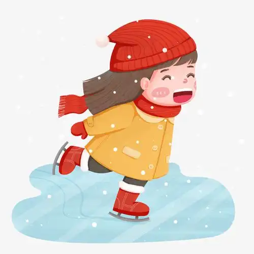 卡通小女孩滑冰