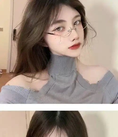 半框眼镜纯欲装饰网红女度数配件教师文艺拍照道具二次元日系黑框银色