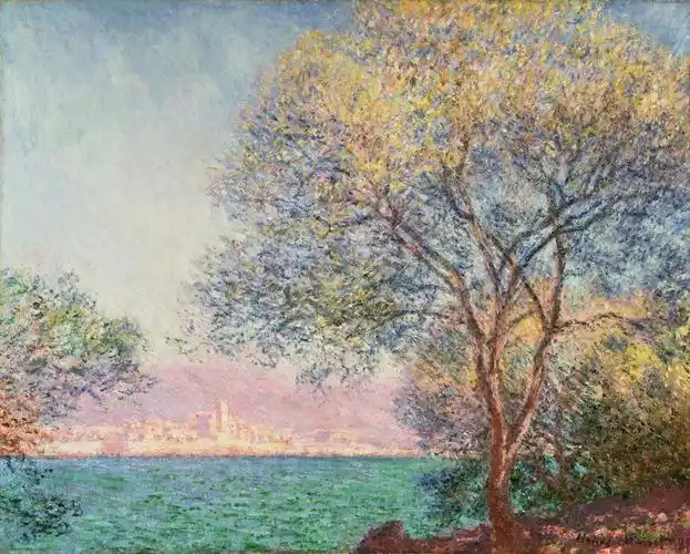 田园客厅风景油画莫奈安提比斯早晨claudemonet油画