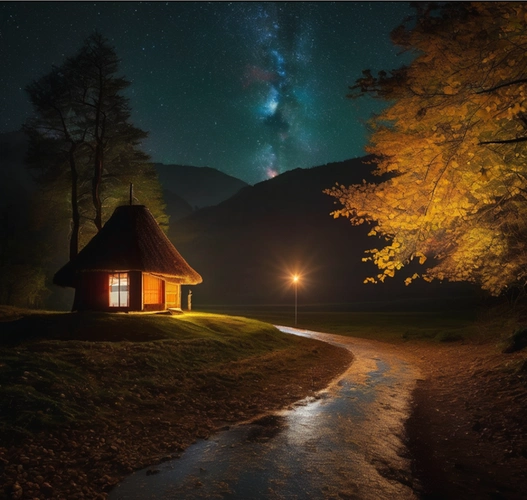 深夜,月光如水洒满大地,安静而又寂寥.