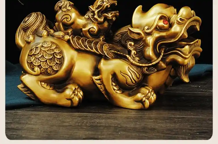 纯铜貔貅摆件一对招财护宅飞天皮丘客厅酒柜桌面装饰大号公母貔貅