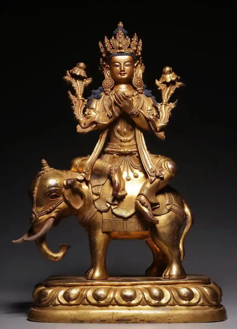 清铜鎏金普贤菩萨坐像高34.5#古董收藏 #古玩收藏 #收 - 抖音