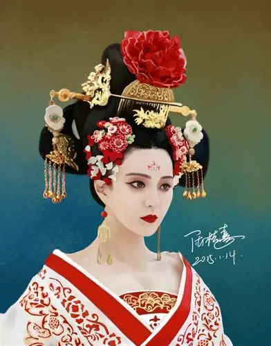 手绘武媚娘插画