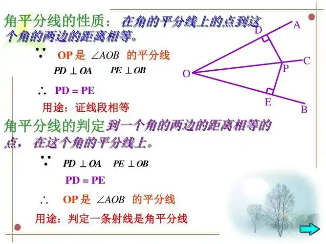线的判定定理ppt 角的平分线的判定定理,实用性很强 角平分线的性质