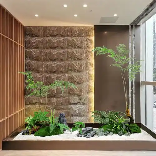 枯山水造景绿植楼梯下大型假植物室内装饰橱窗仿生景观摆件