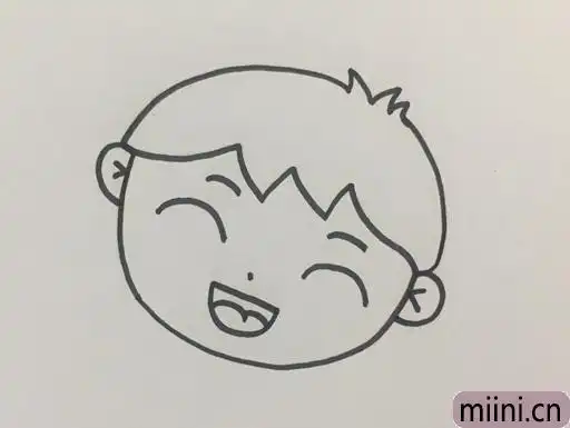 小男孩大笑的简笔画