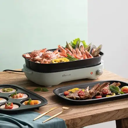 小熊电烤炉烤肉锅家用电烤盘烤肉盘韩式无烟煎鱼火锅烧烤一体锅