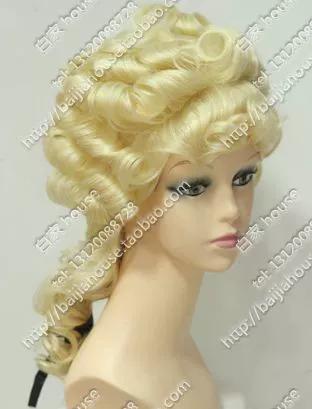 淡金色卷发 律师头假发法官头 法国贵族宫廷女王假发表演圣诞假发